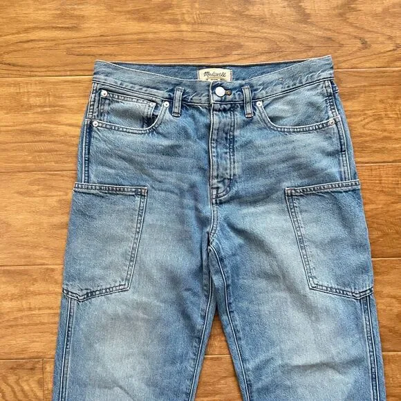 NWT Madewell Low-Slung Straight Jeans Size 27 N0656 Light Wash Patch Pockets - Picture 3 of 12